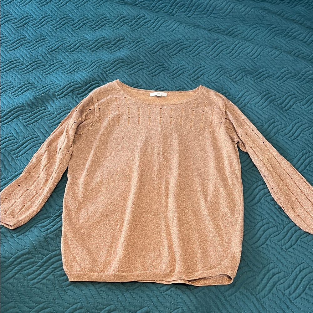 GAP Metallic Copper Pink Knit Sweater Medium